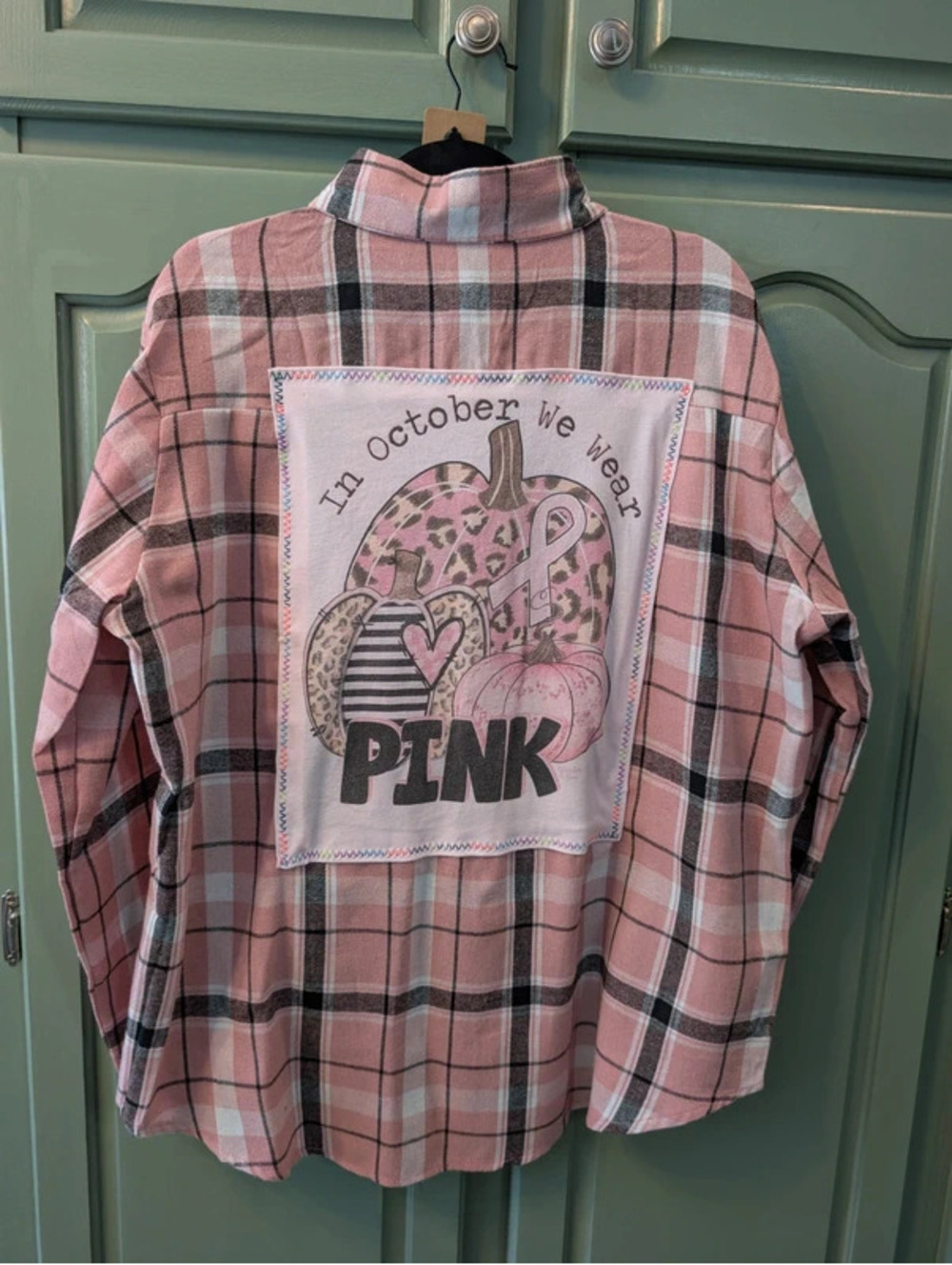 October Pink Pumpkin Breast Cancer Upcycled Shacket